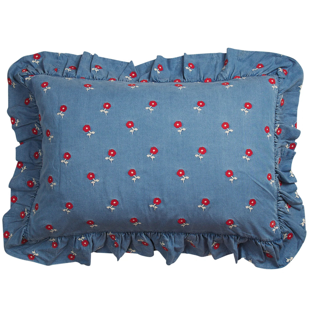 Sage x Clare Anneliese Ruffle Pillowcase - Poppy