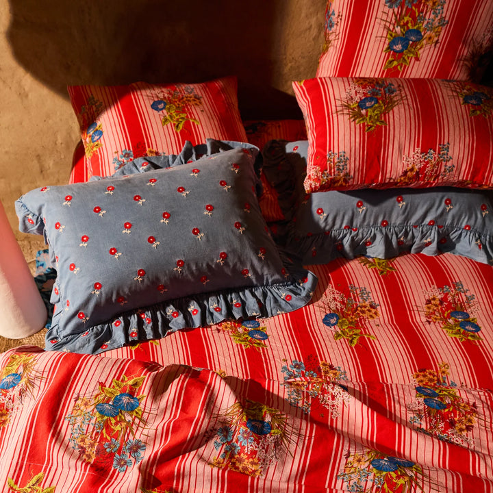 Sage x Clare Anneliese Ruffle Pillowcase - Poppy