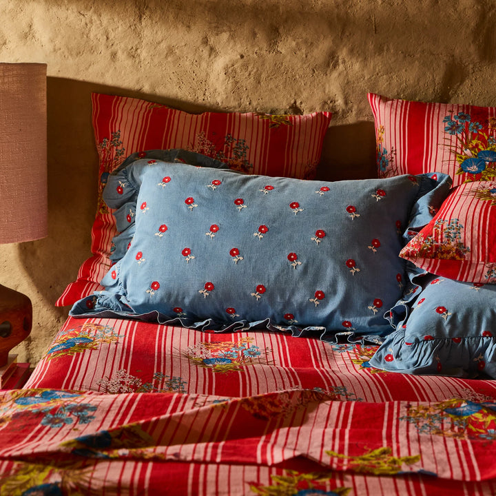 Sage x Clare Anneliese Ruffle Pillowcase - Poppy