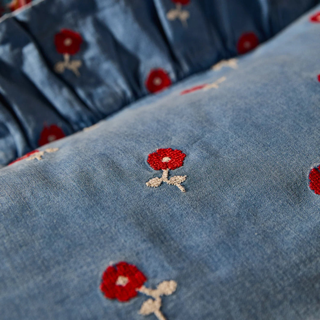 Sage x Clare Anneliese Ruffle Pillowcase - Poppy