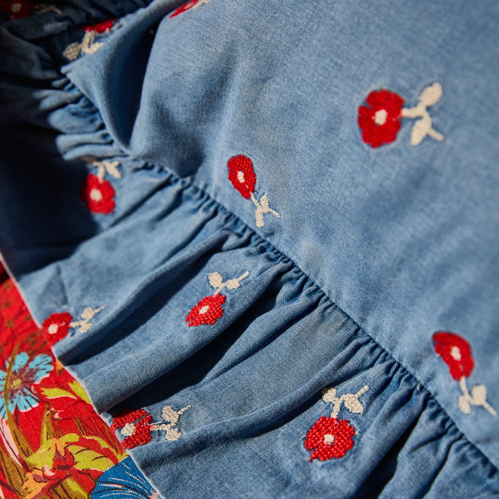 Sage x Clare Anneliese Ruffle Pillowcase - Poppy