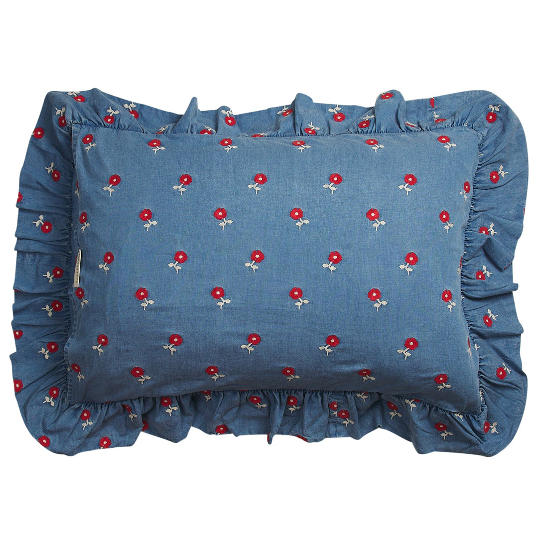 Sage x Clare Anneliese Ruffle Pillowcase - Poppy