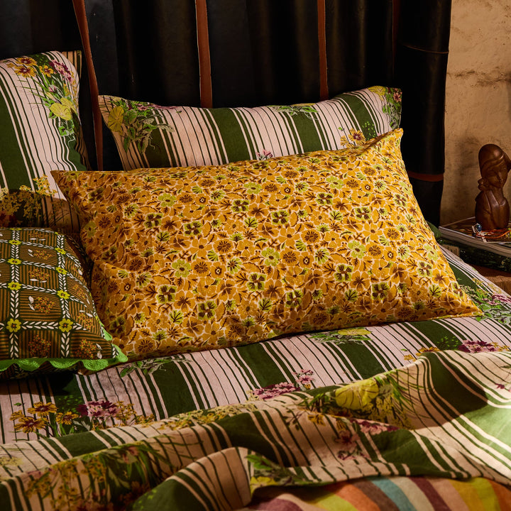 Sage x Clare Magnolia Cotton Pillowcase Set - Ochre