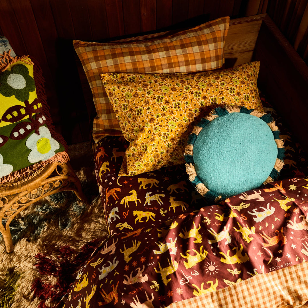 Sage x Clare Magnolia Cotton Pillowcase Set - Ochre