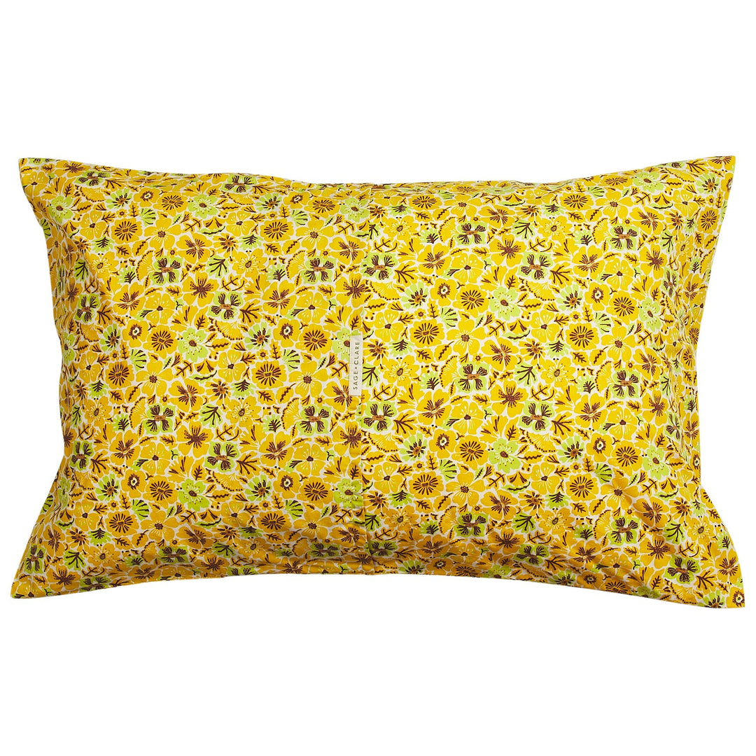 Sage x Clare Magnolia Cotton Pillowcase Set - Ochre