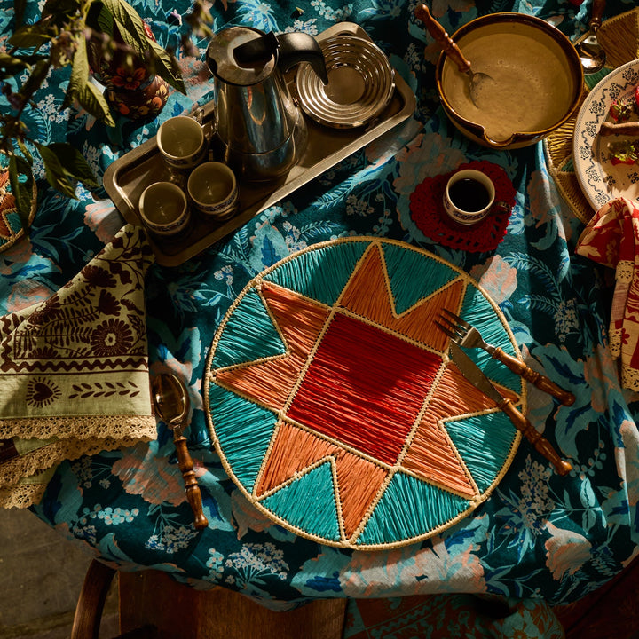 Sage x Clare Harriet Placemat - Turquoise