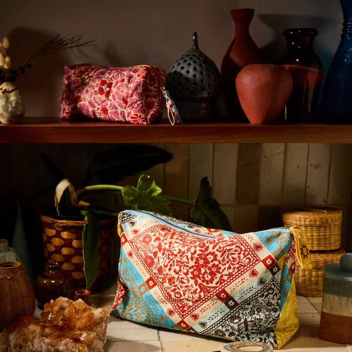 Sage x Clare Magnolia Travel Pouch - Poppy