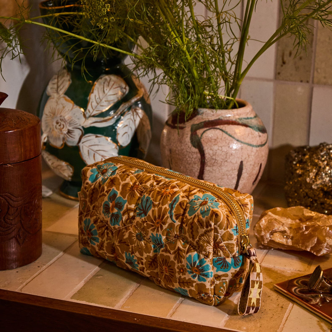 Sage x Clare Magnolia Travel Pouch - Turquoise