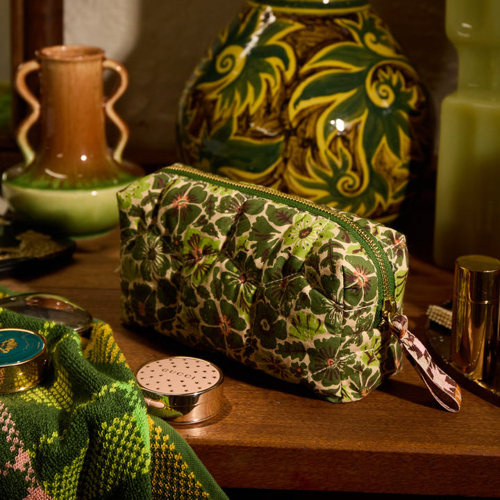 Sage x Clare Magnolia Travel Pouch - Cactus Green