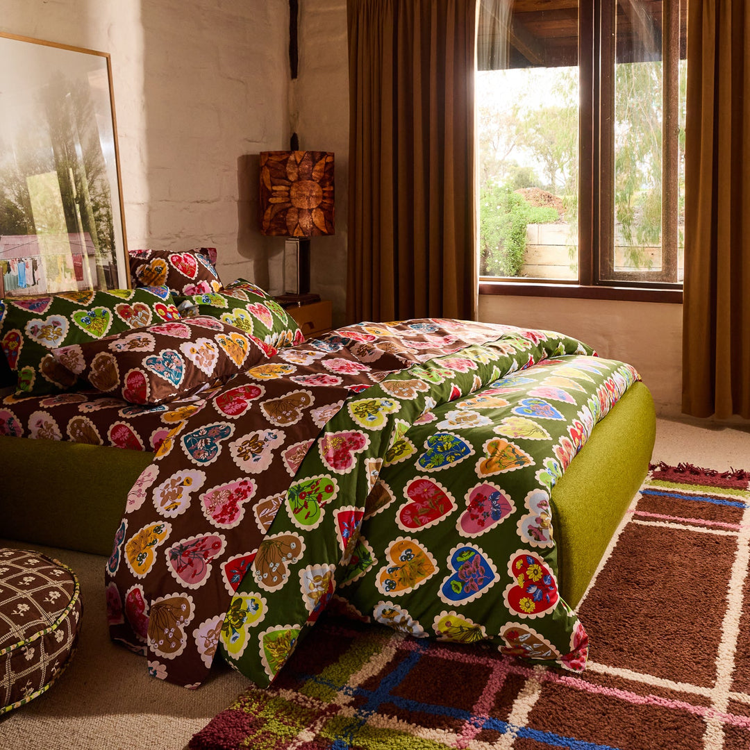 Sage x Clare Loretta Cotton Quilt Cover - Hunter Green