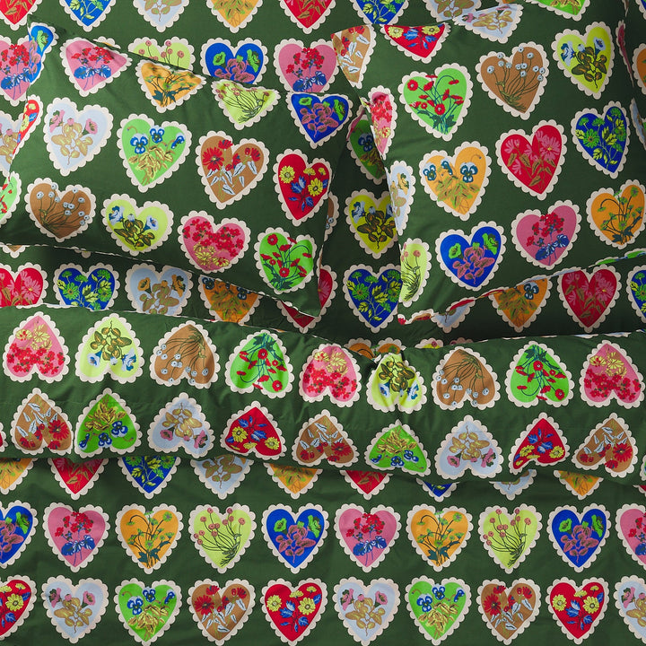 Sage x Clare Loretta Cotton Quilt Cover - Hunter Green