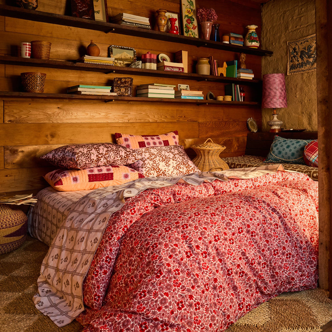 Sage x Clare Magnolia Cotton Quilt Cover - Poppy