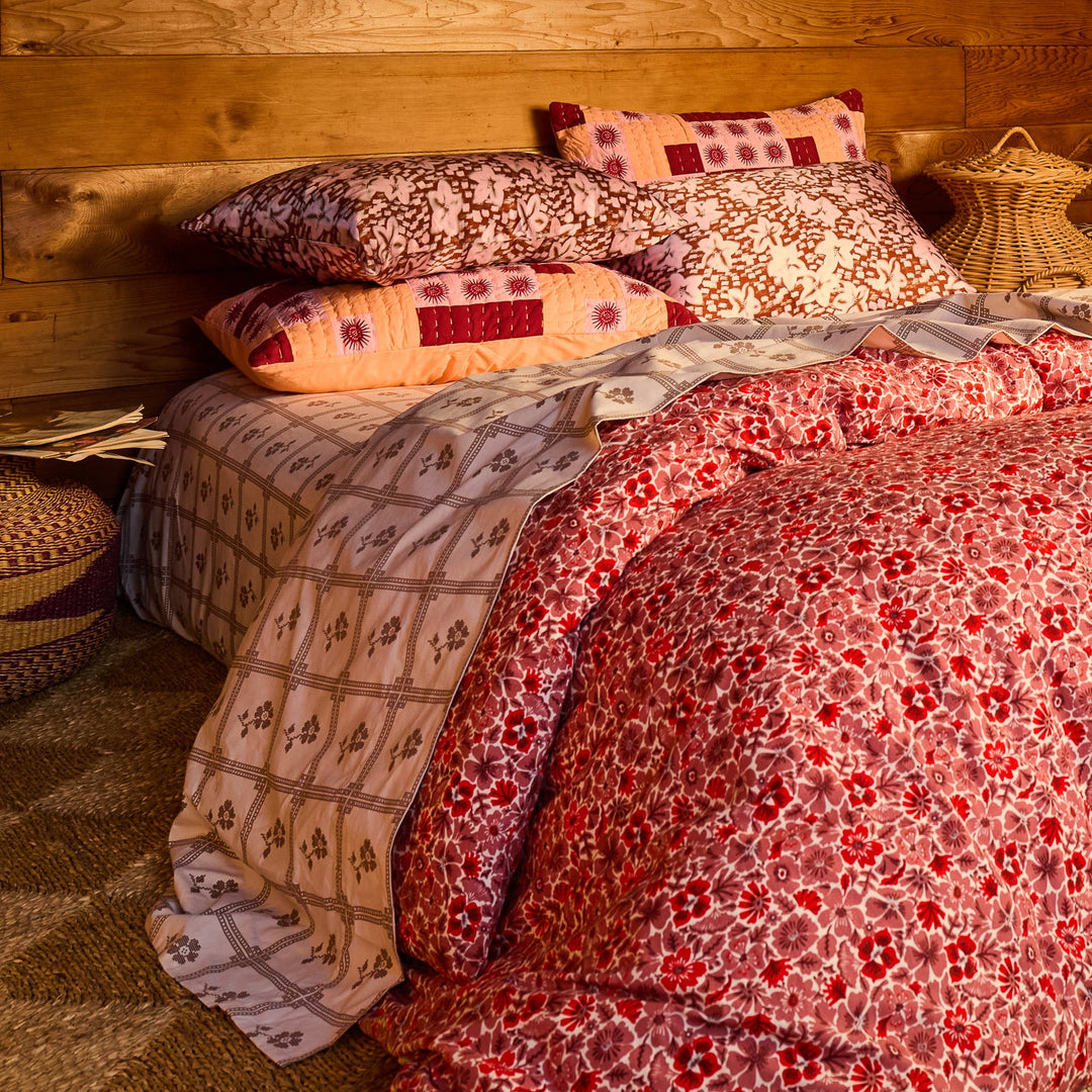 Sage x Clare Magnolia Cotton Quilt Cover - Poppy
