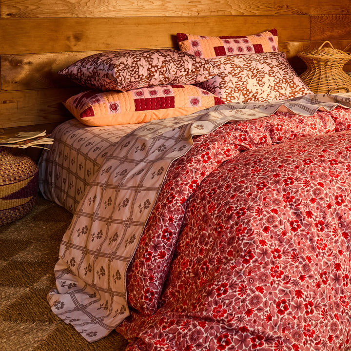 Sage x Clare Magnolia Cotton Quilt Cover - Poppy