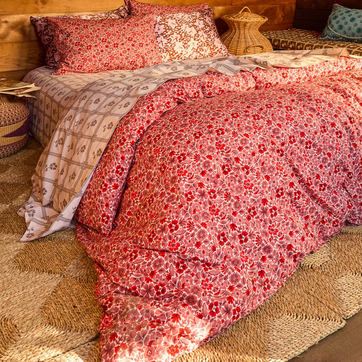 Sage x Clare Magnolia Cotton Quilt Cover - Poppy
