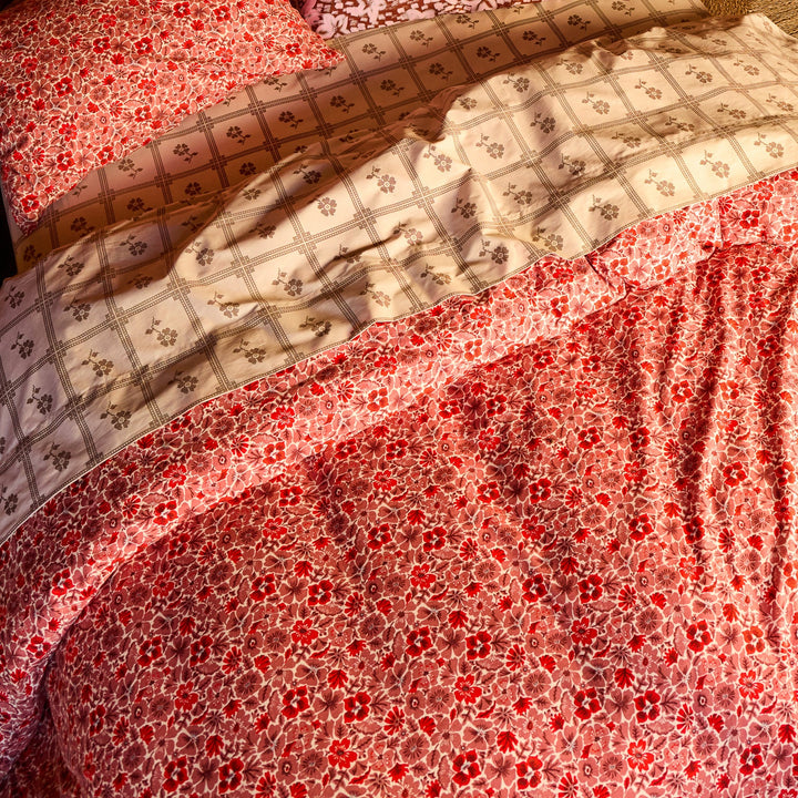 Sage x Clare Magnolia Cotton Quilt Cover - Poppy