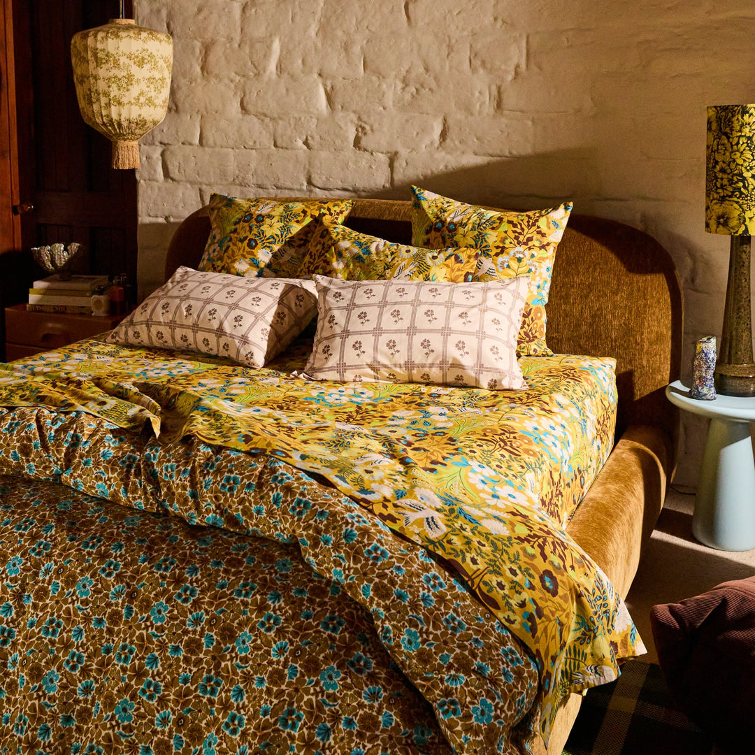 Sage x Clare Magnolia Cotton Quilt Cover - Turquoise