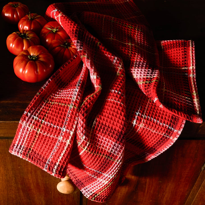 Sage x Clare Frances Waffle Tea Towel - Poppy