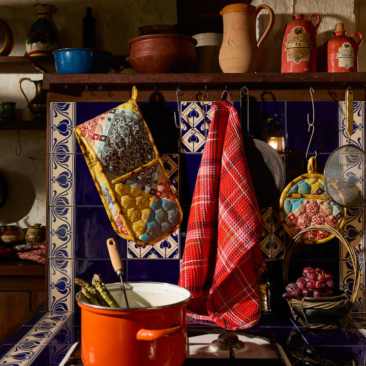 Sage x Clare Frances Waffle Tea Towel - Poppy