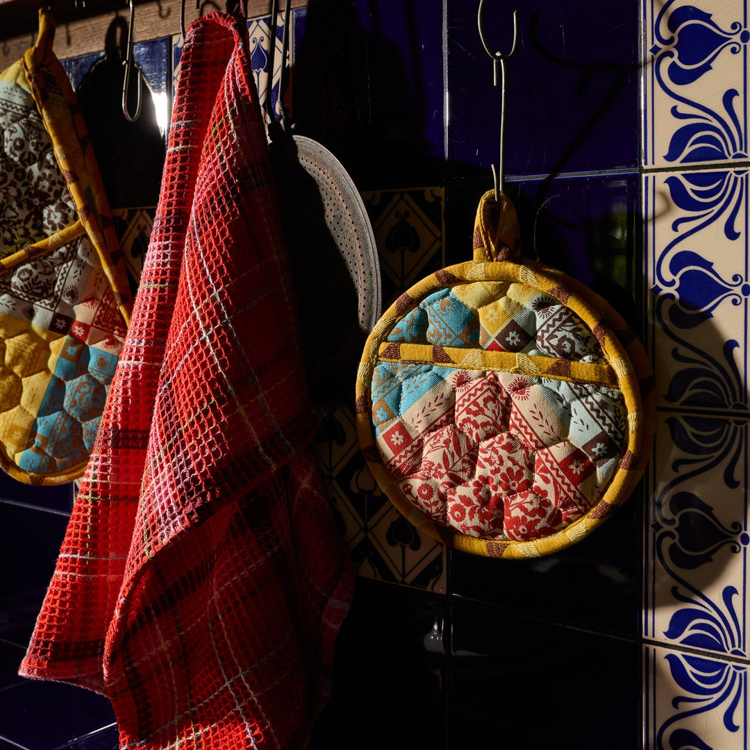 Sage x Clare Frances Waffle Tea Towel - Poppy