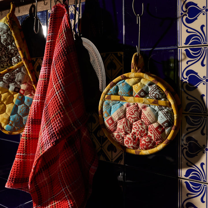 Sage x Clare Frances Waffle Tea Towel - Poppy