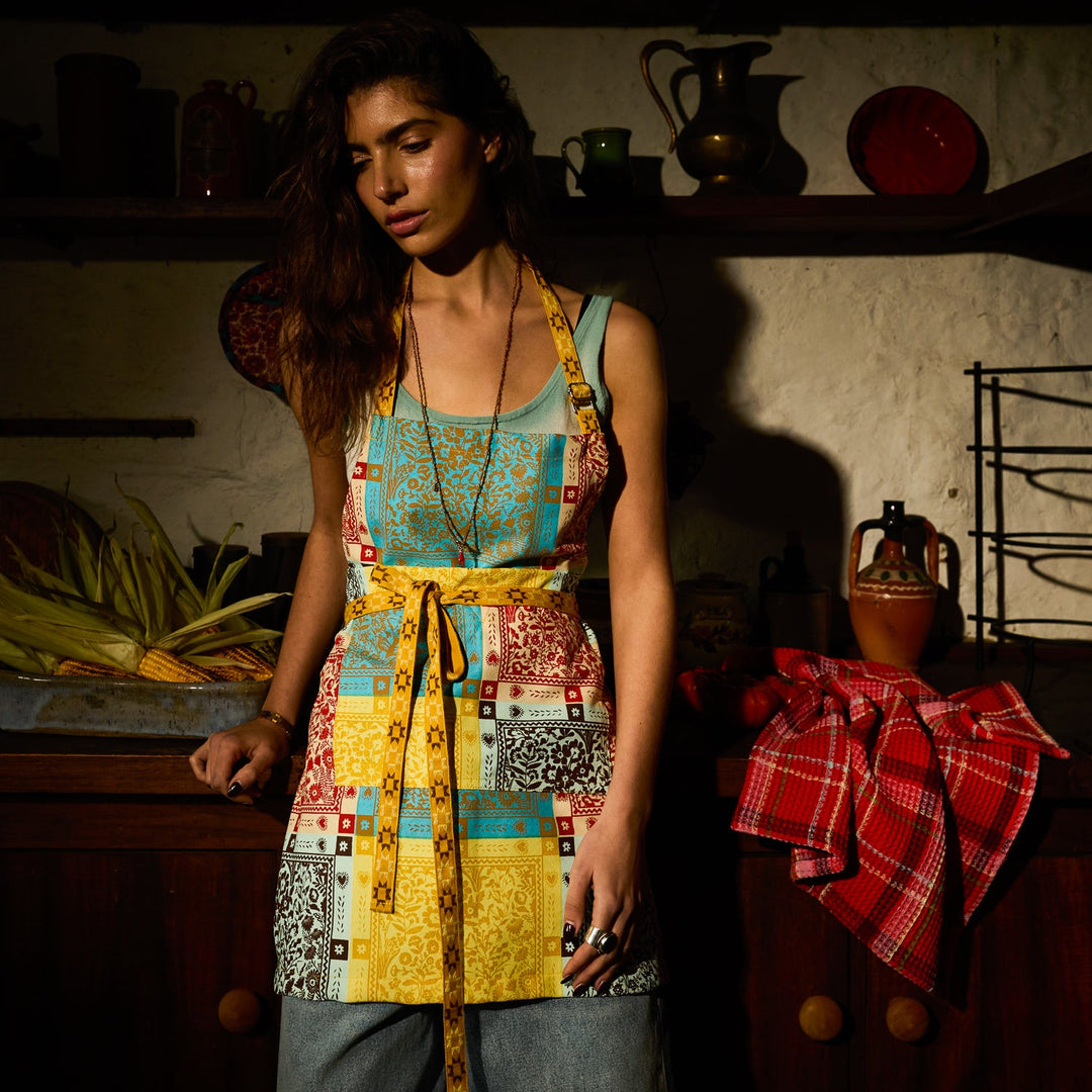 Sage x Clare Frances Waffle Tea Towel - Poppy