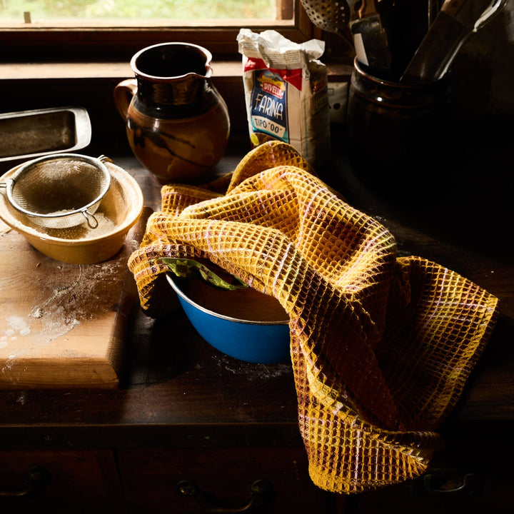 Sage x Clare Frances Waffle Tea Towel - Ochre