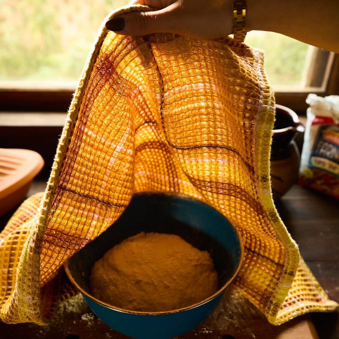 Sage x Clare Frances Waffle Tea Towel - Ochre