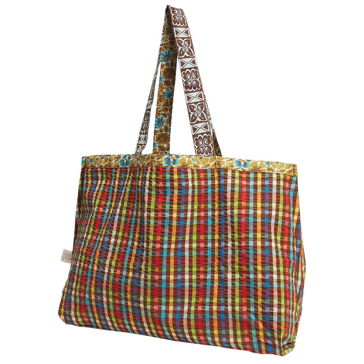 Sage x Clare Magnolia Reversible Cotton Tote Bag - Turquoise