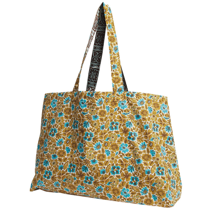 Sage x Clare Magnolia Reversible Cotton Tote Bag - Turquoise