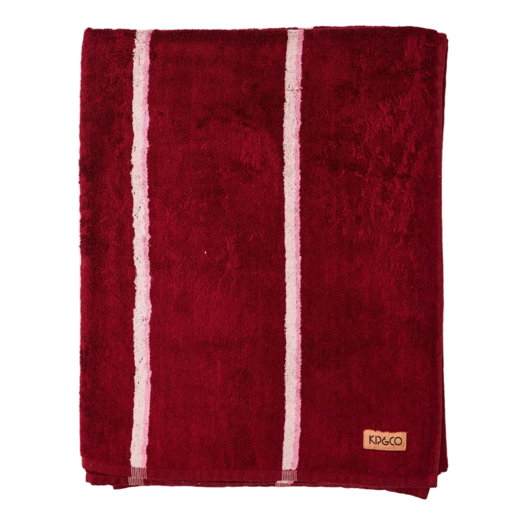 Kip & Co Ruby Rose Stripe Bamboo Terry Bath Towel