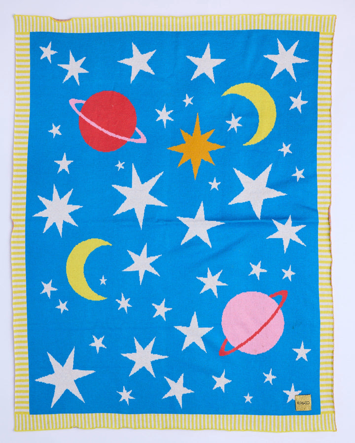 Kip & Co Stars And Moon Cotton Knitted Blanket