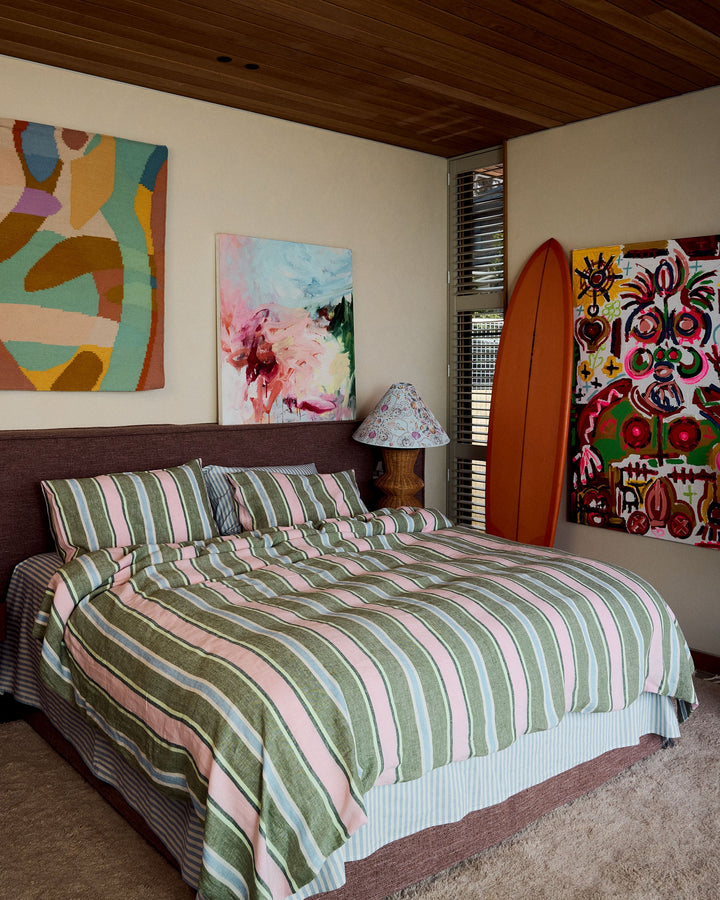 Kip & Co Cactus Stripe Linen Quilt Cover