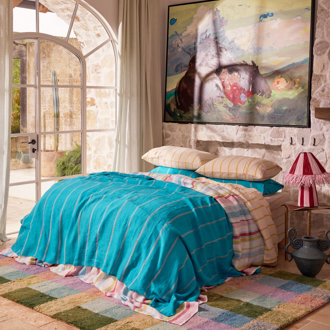 Kip & Co Aegean Stripe Linen Quilt Cover
