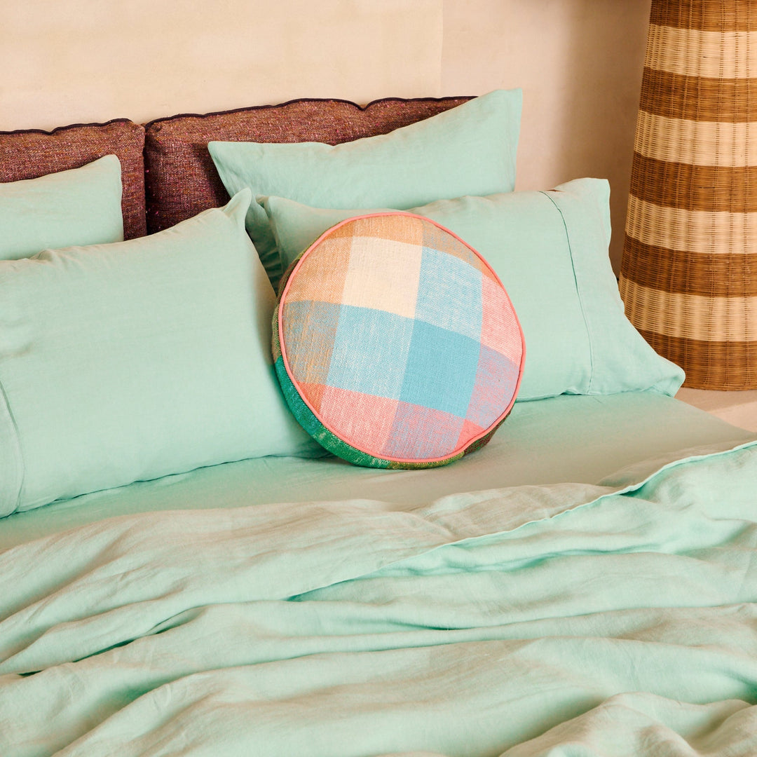 Kip & Co Vista Jade Linen Fitted Sheet