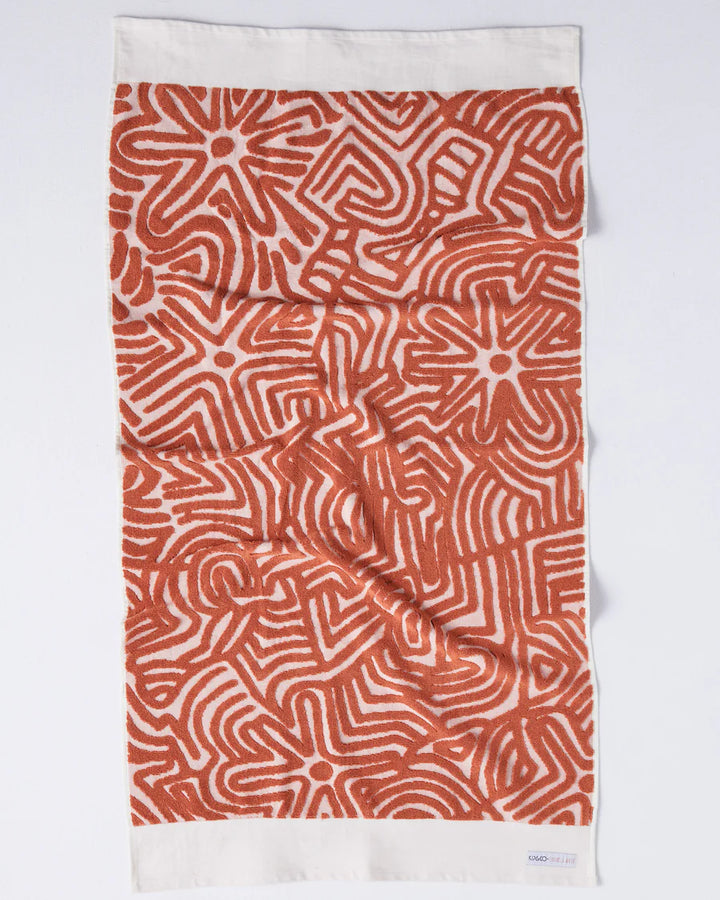 Kip & Co Kalaya Tjukurpa Sand Embossed Terry Bath Towel