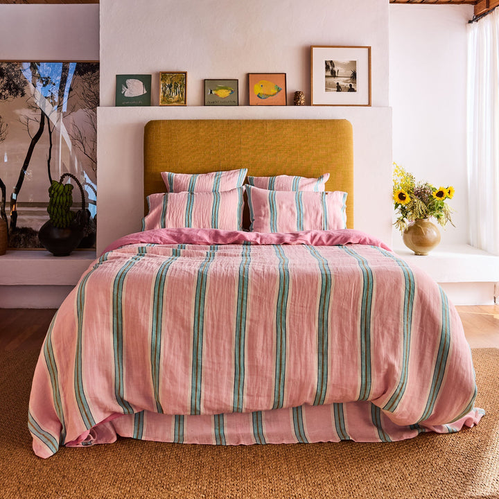 Kip & Co Tickled Pink Stripe Linen Quilt Cover