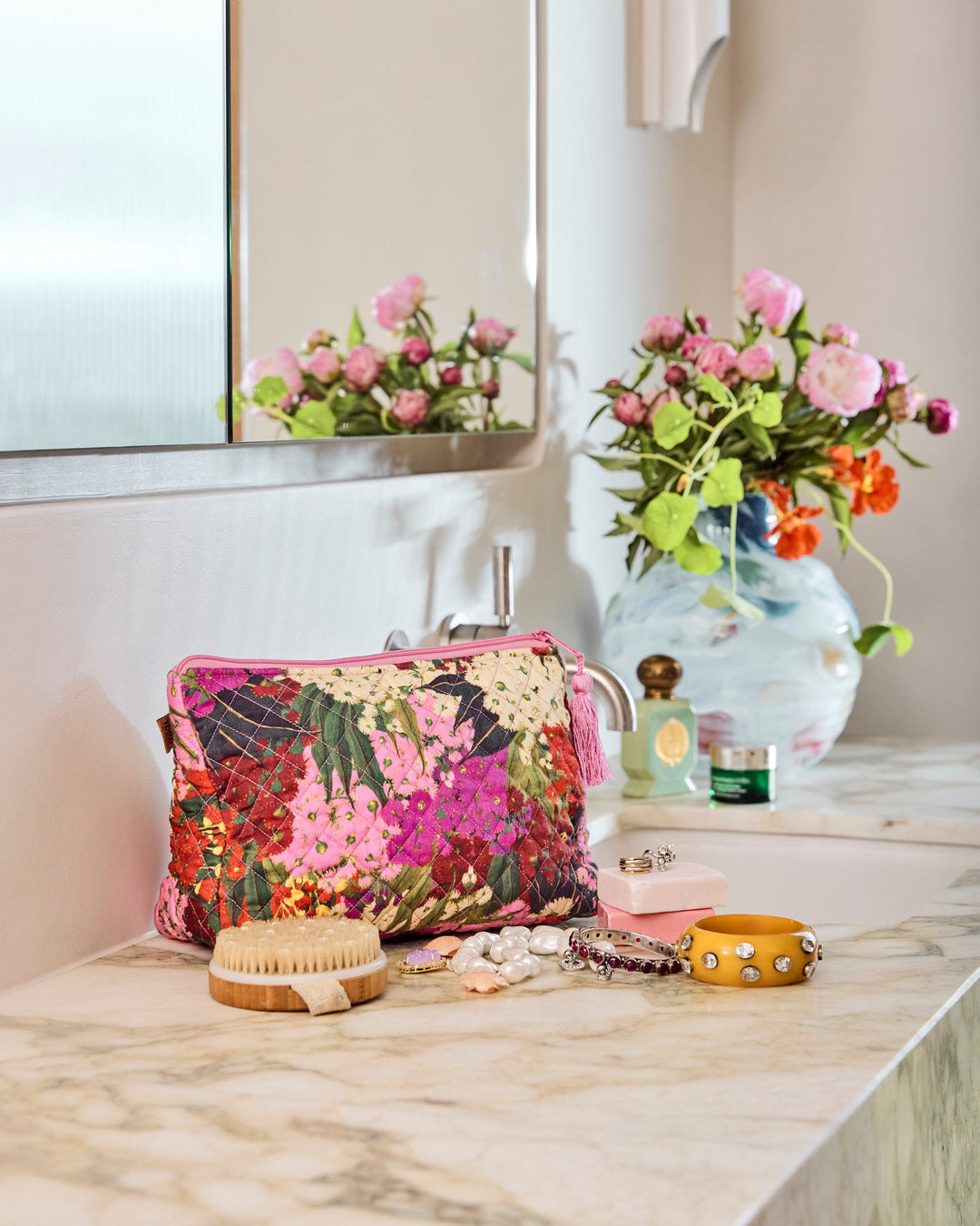 Kip & Co Australian Bush Blossom Quilted Cotton Toiletry Purse