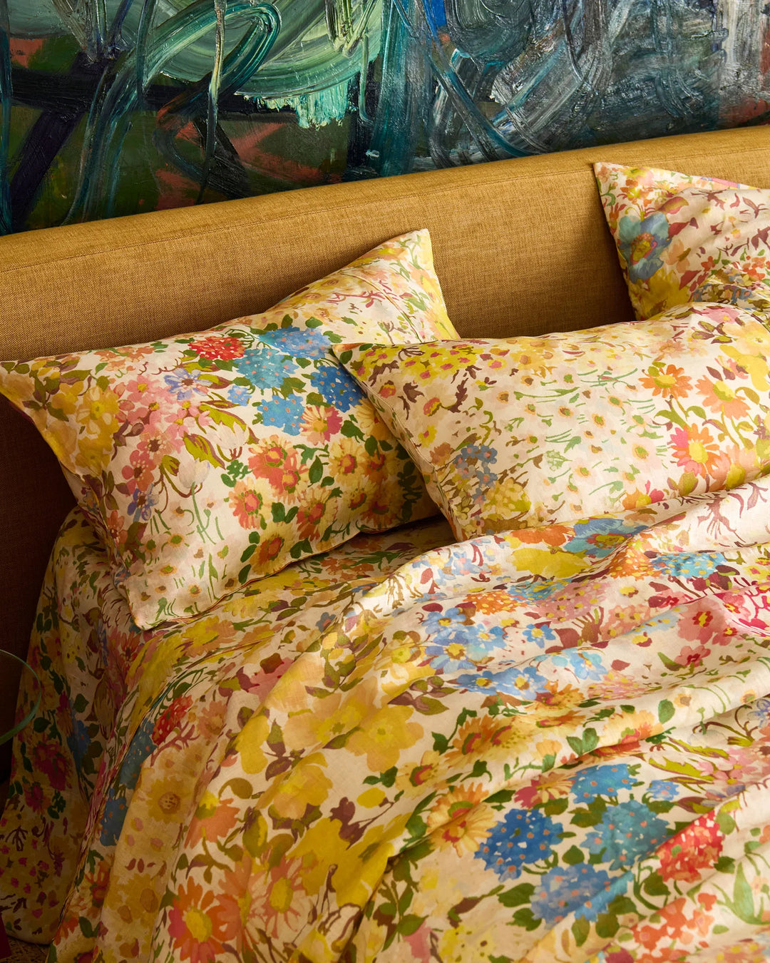 Kip & Co Forever Floral Butter Linen Fitted Sheet