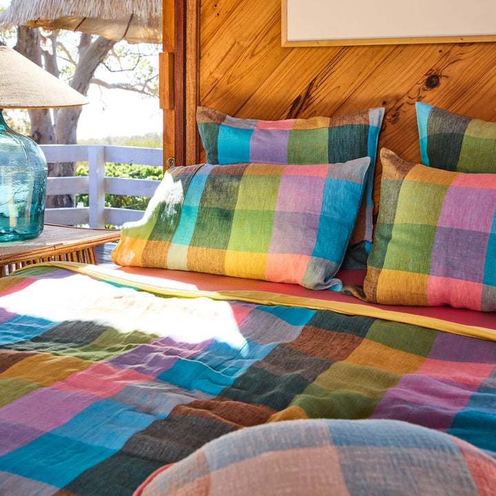 Kip & Co Sorbet Tartan Linen Pillowcases