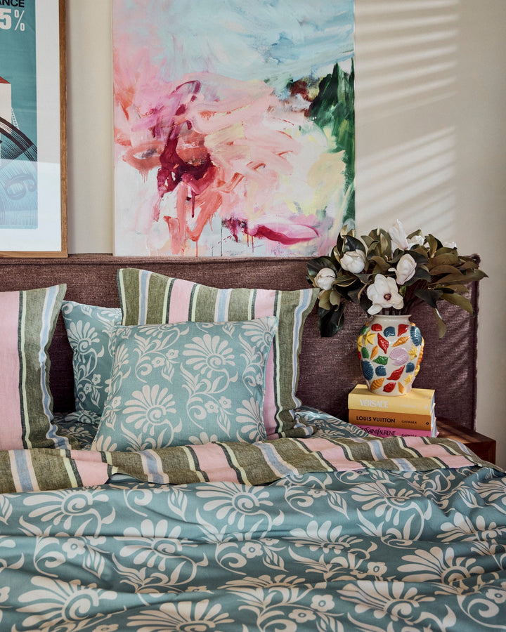 Kip & Co Cactus Stripe Linen European Pillowcases