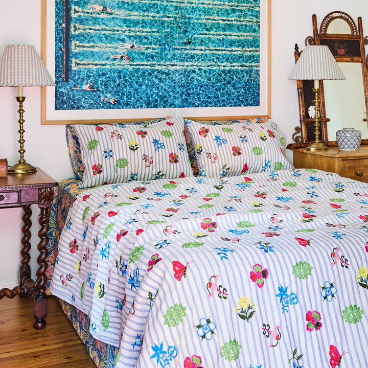 Kip & Co x Anna Spiro Malabar Floral Embroidered Linen Quilt Cover