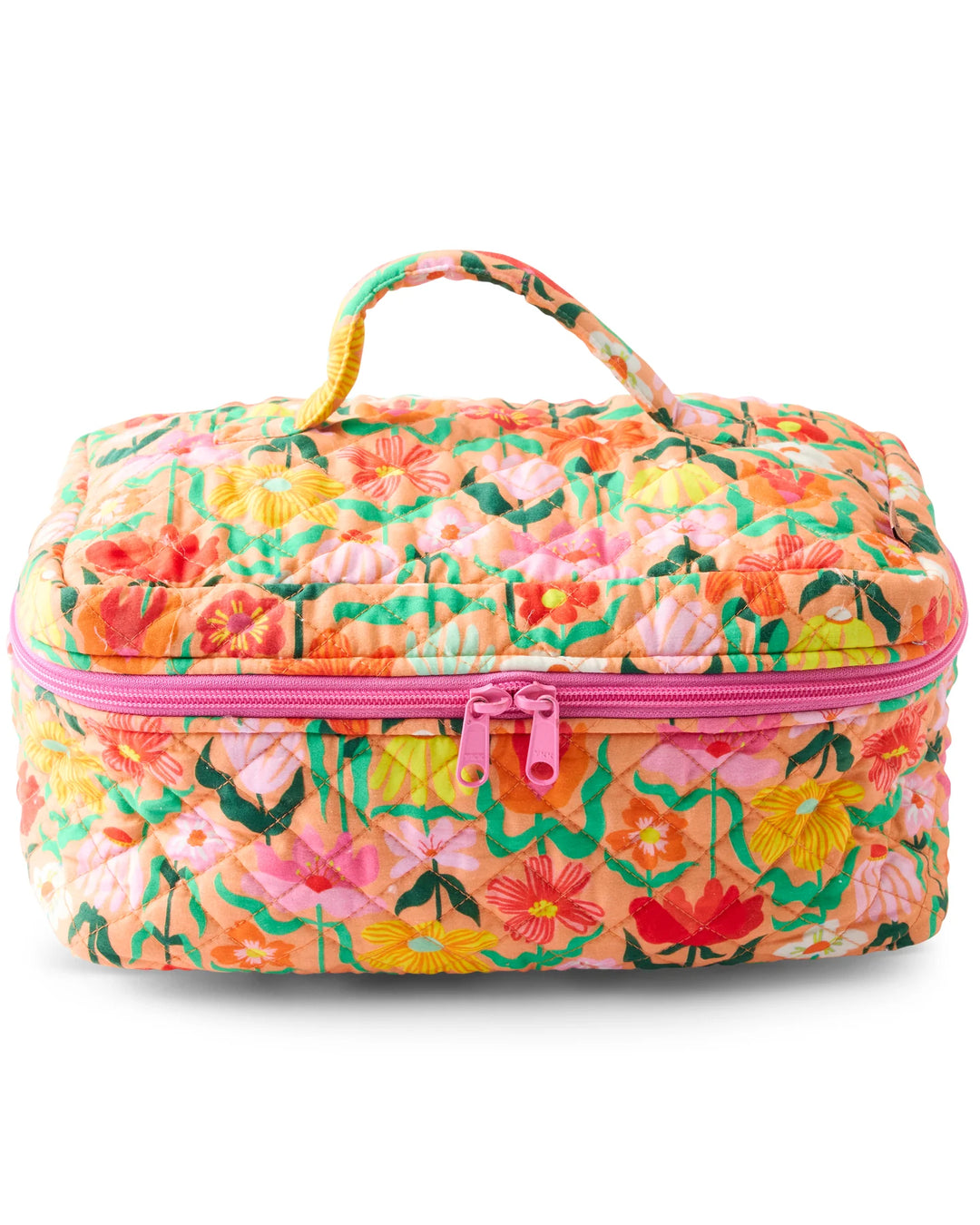 Kip & Co Popping Flowers Peach Quilted Cotton Toiletry Case