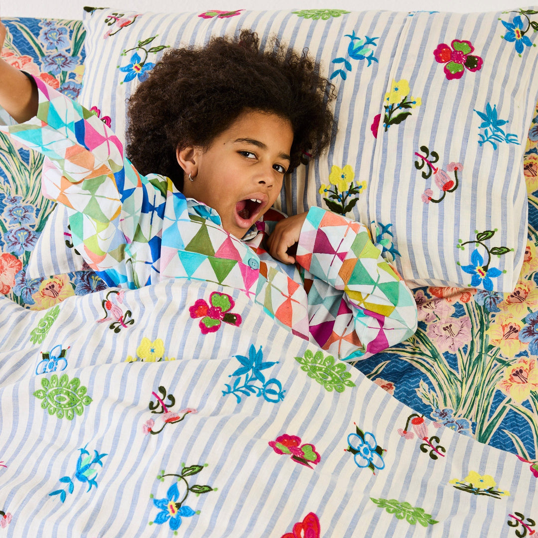 Kip & Co x Anna Spiro Malabar Floral Embroidered Linen Pillowcase