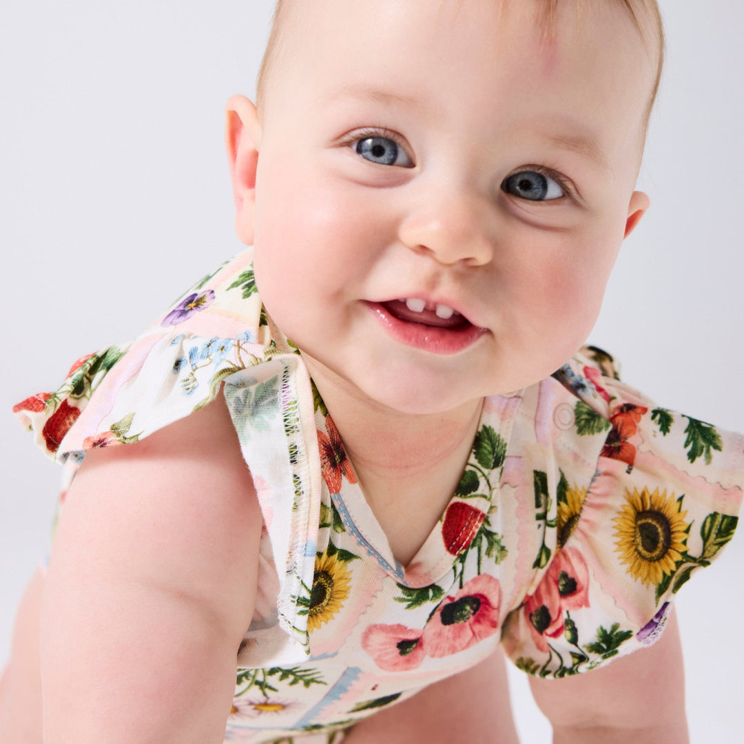 Kip & Co Sweet Life Organic Short Sleeve Frill Romper