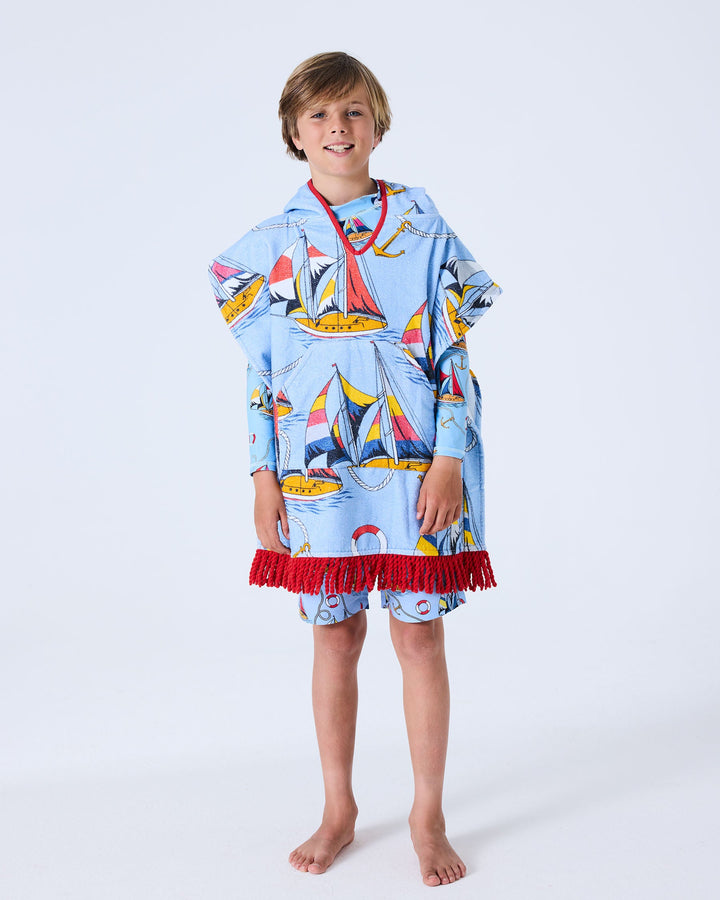 Kip & Co Hey Sailor Printed Kids Terry Poncho
