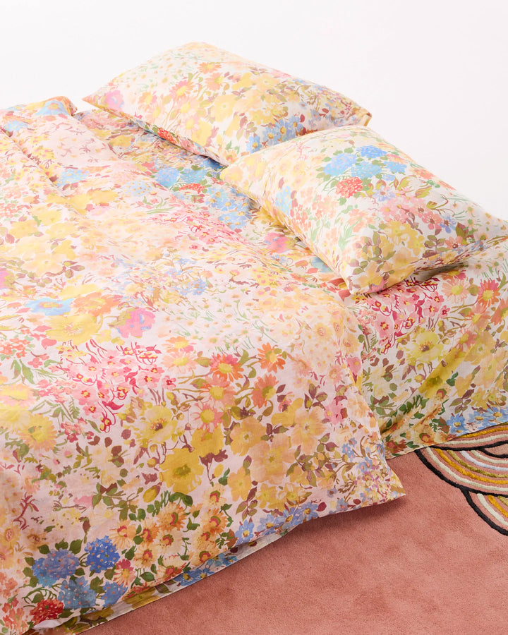 Kip & Co Forever Floral Butter Linen Quilt Cover