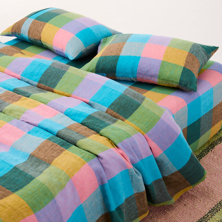 Kip & Co Sorbet Tartan Linen Pillowcases