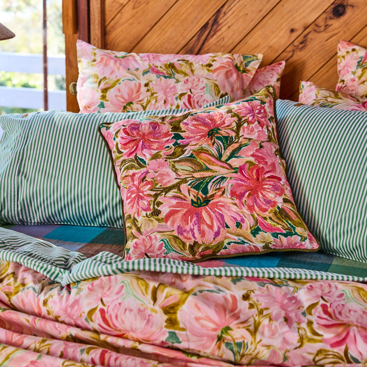 Kip & Co Warm Floral Breeze Embroidered Cushion