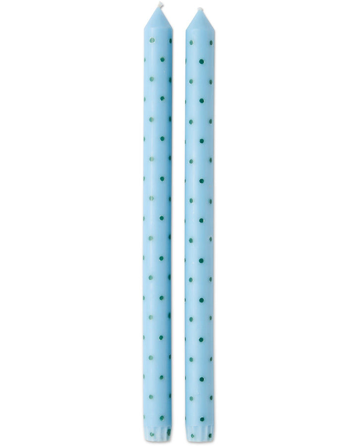 Kip & Co Baltic Blue Polkadot Dinner Candle 2P Set